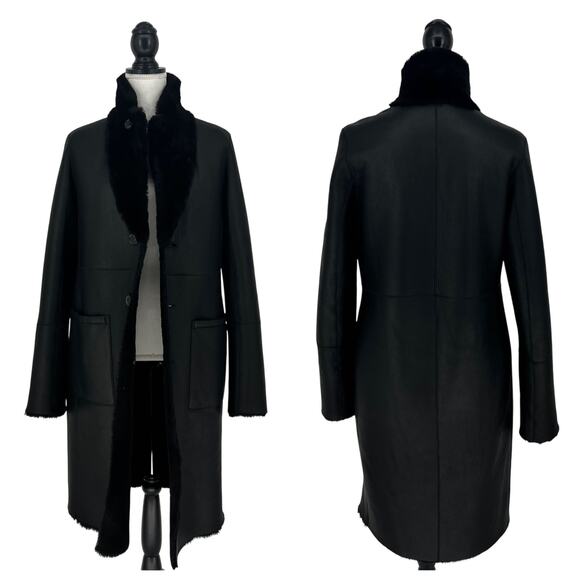 Joseph Britanny Reversible Leather & Fur Coat in Black Size 32, US 0 - Picture 2 of 15